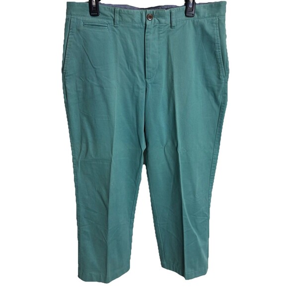 LL Bean Men’s Pants 32 X 32 Standard Fit Chino Kelly Green Flat Front Trouser